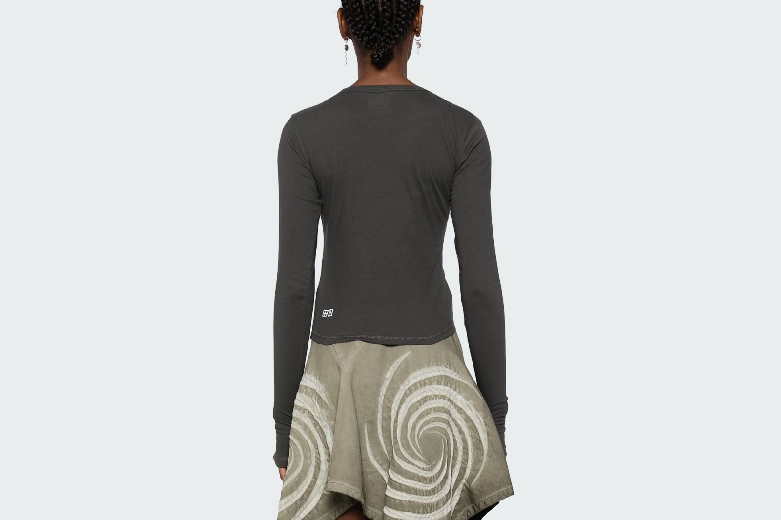 STACKED LS TEE CHARCOAL
