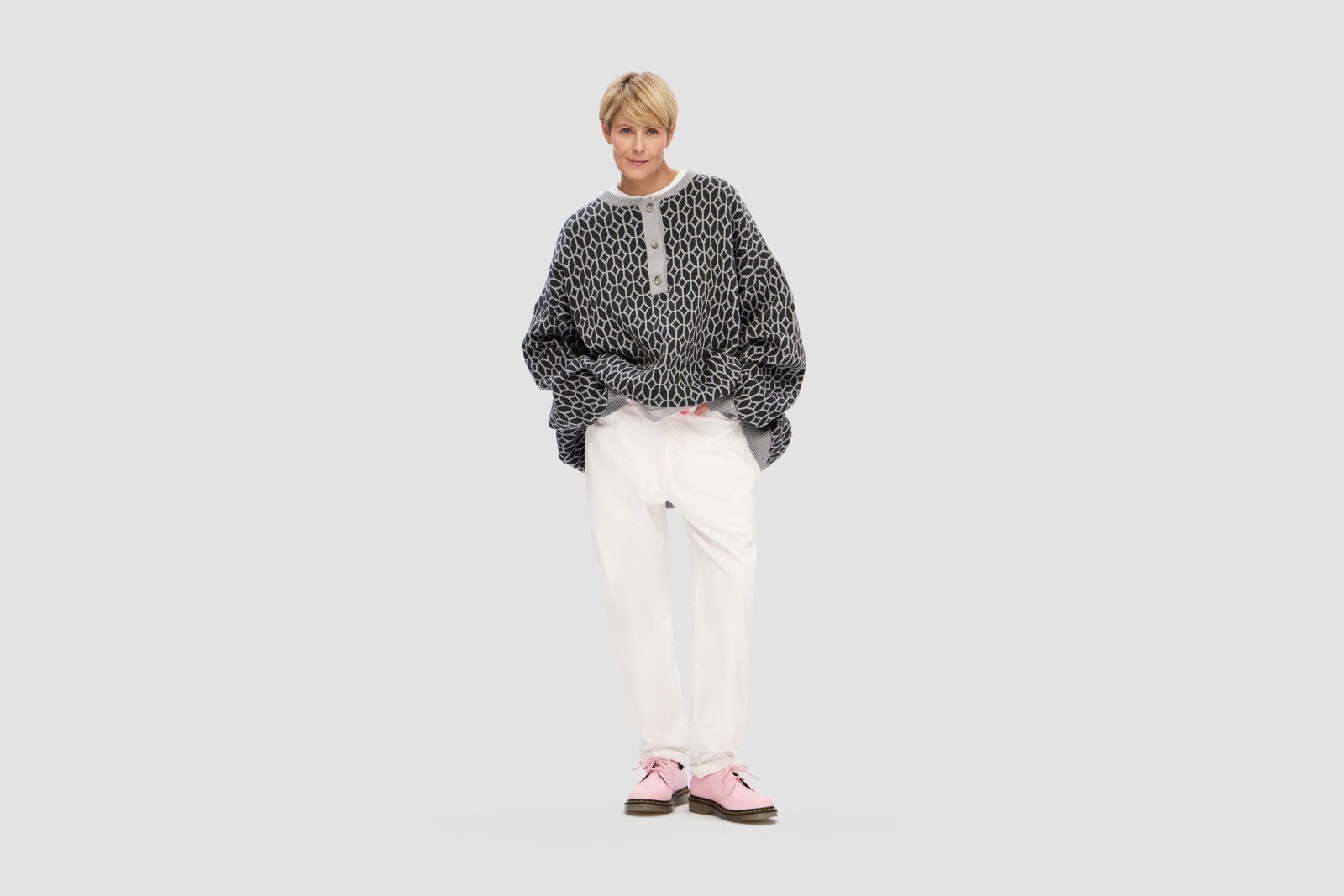 SWEATER POLO PATTERN GRAPHITE