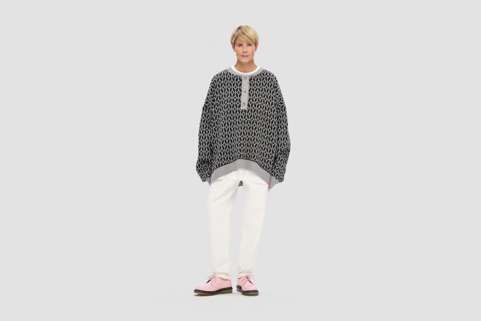 SWEATER POLO PATTERN GRAPHITE