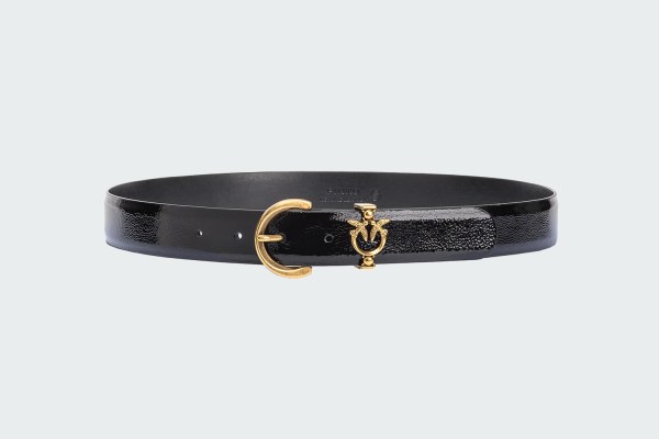 PATENT LEATHER BELT WITH LOVE BIRDS DETAIL