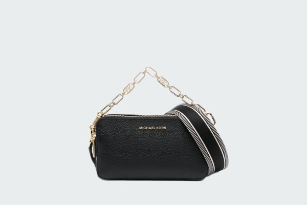 JET SET SMALL PEBBLED LEATHER DOUBLE-ZIP CAMERA BAG
