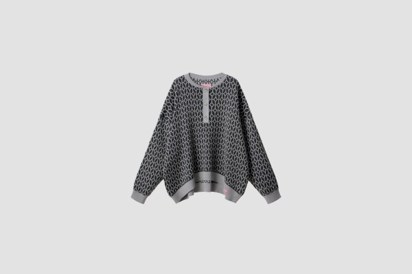 SWEATER POLO PATTERN GRAPHITE