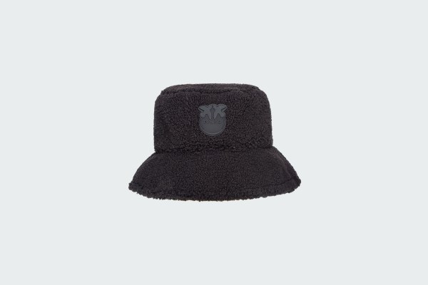 FAUX FUR BUCKET HAT WITH LOGO PATCH