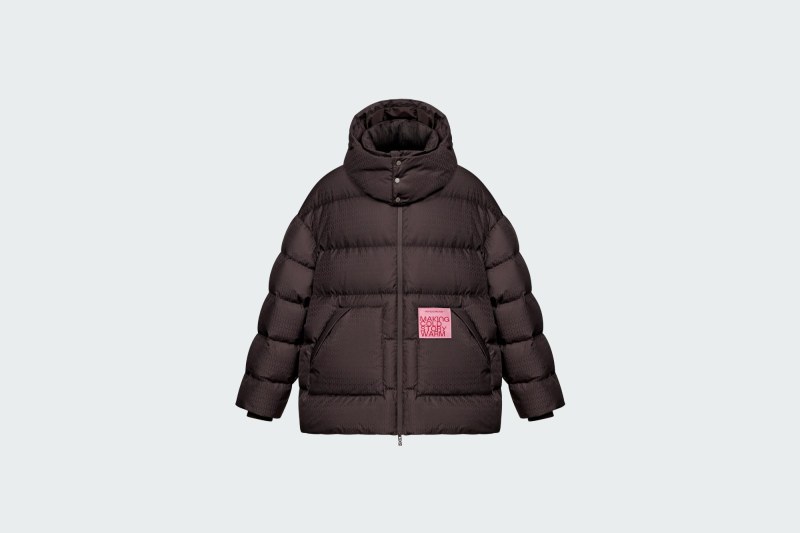 DOWN JACKET JAQUARD PATTERN BROWN