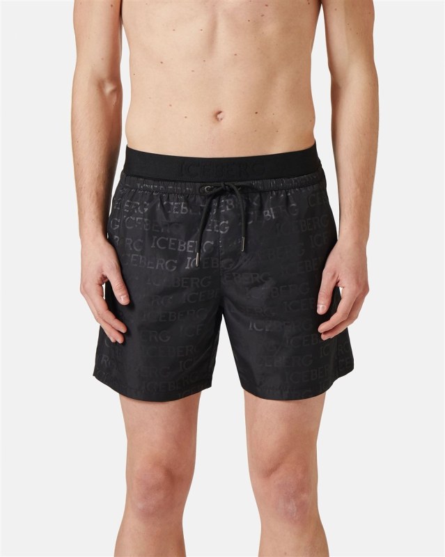 SWIM TRUNKS WITH ALLOVER LOGO
