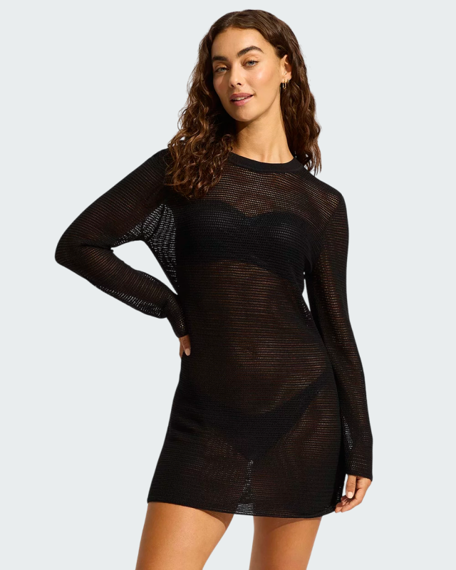 CREW NECK MINI KNIT DRESS 