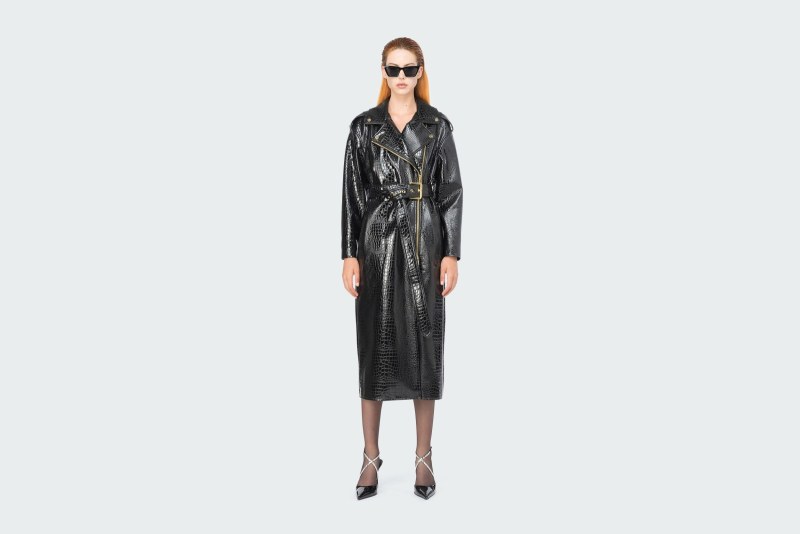 CROCODILE-PRINT TRENCH COAT