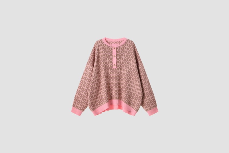 SWEATER POLO PATTERN NUDE