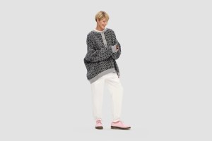 SWEATER POLO PATTERN GRAPHITE