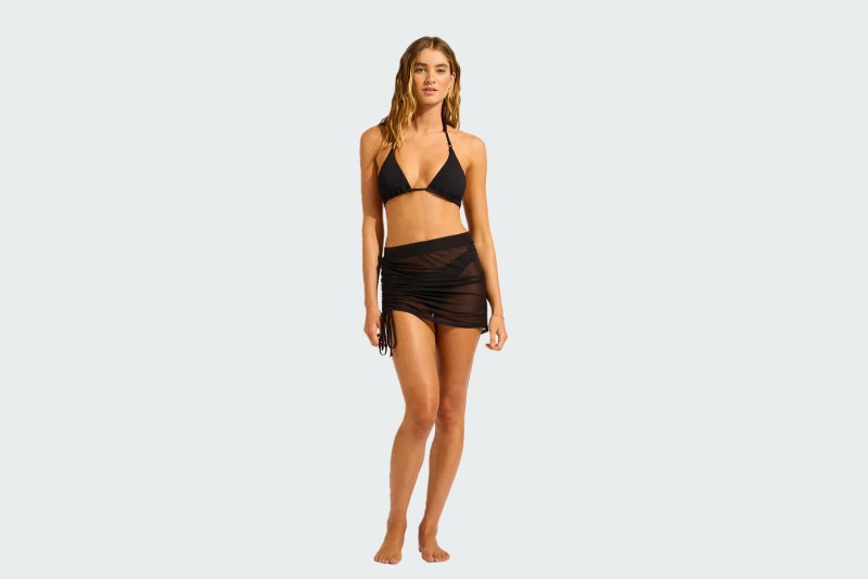 MESH DRAWCORD MINI SKIRT
