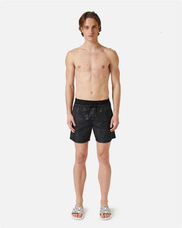 SWIM TRUNKS WITH ALLOVER LOGO