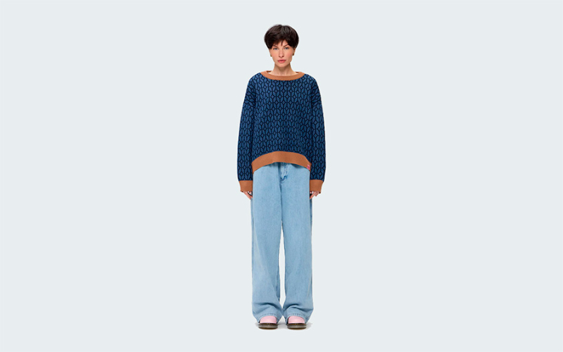 SWEATER PATTERN BROWN/BLUE
