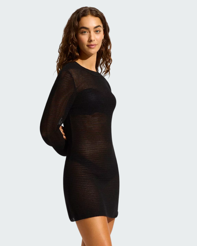 CREW NECK MINI KNIT DRESS 