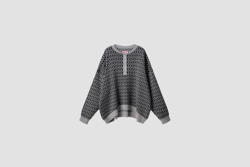 SWEATER POLO PATTERN GRAPHITE