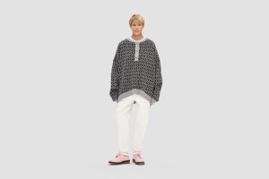 SWEATER POLO PATTERN GRAPHITE