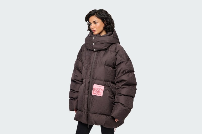DOWN JACKET JAQUARD PATTERN BROWN