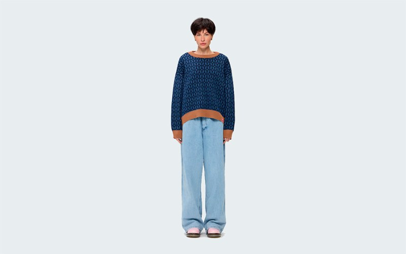 SWEATER PATTERN BROWN/BLUE