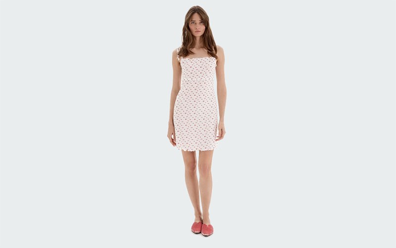 LACE RIBBED SLIP DRESS