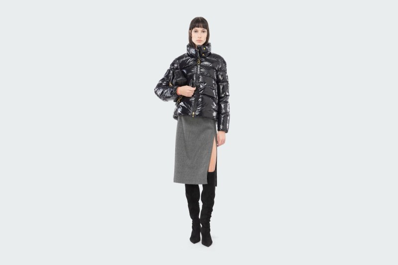 PADDED CRYSTAL NYLON PEA JACKET