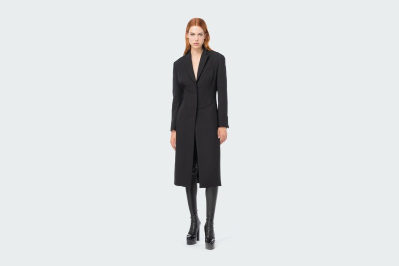 BUSTIER COAT IN DOUBLE-LAYERED CREPE