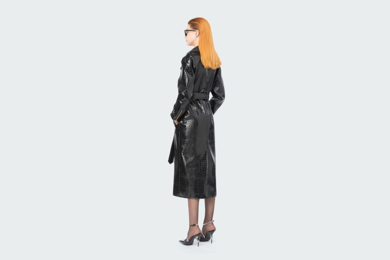 CROCODILE-PRINT TRENCH COAT