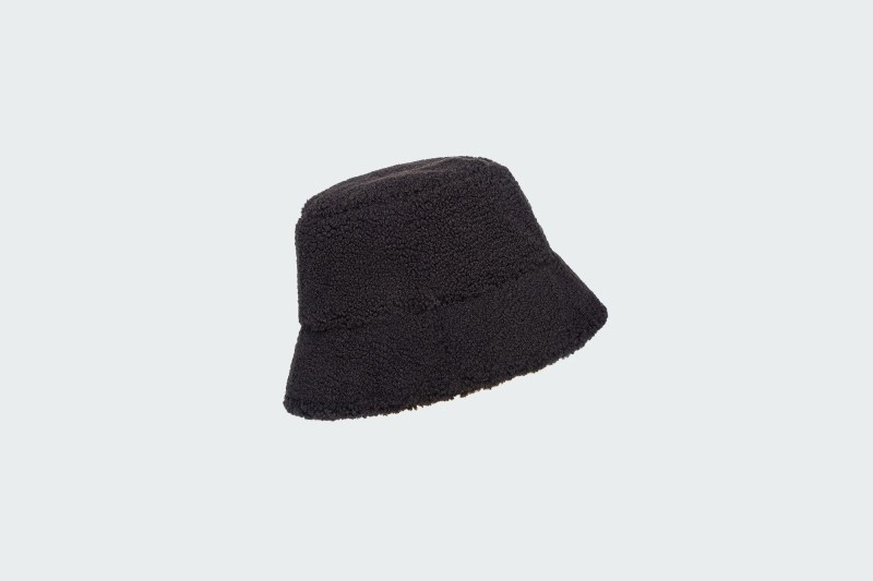 FAUX FUR BUCKET HAT WITH LOGO PATCH